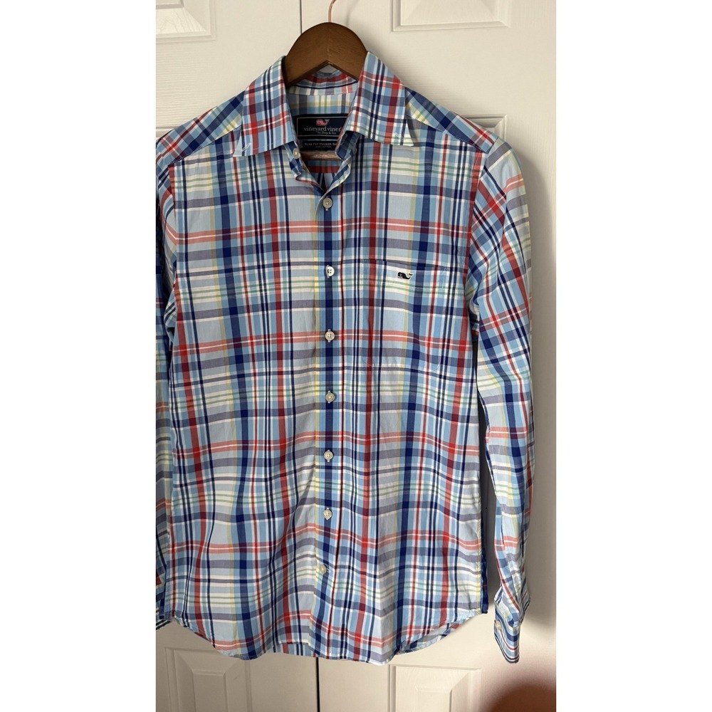 Men's Vineyard Vines Long Sleeve Size XS Slim Fit Tucker Shirt 100 % Cotton EUC